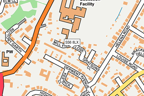 SS6 8LX map - OS OpenMap – Local (Ordnance Survey)