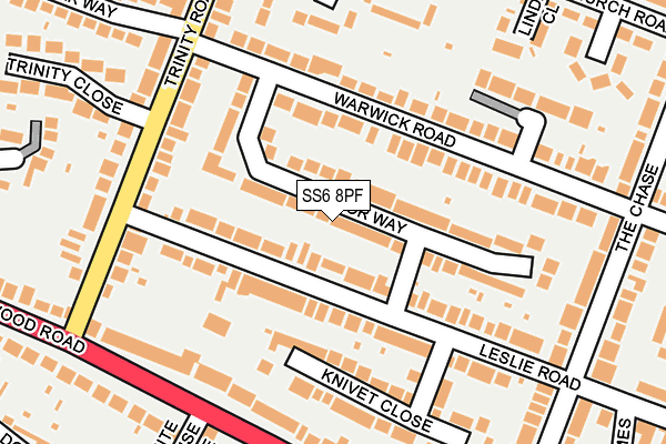 SS6 8PF map - OS OpenMap – Local (Ordnance Survey)