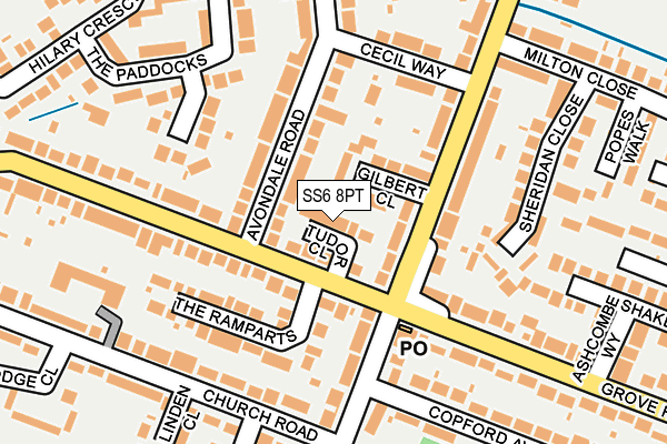 SS6 8PT map - OS OpenMap – Local (Ordnance Survey)
