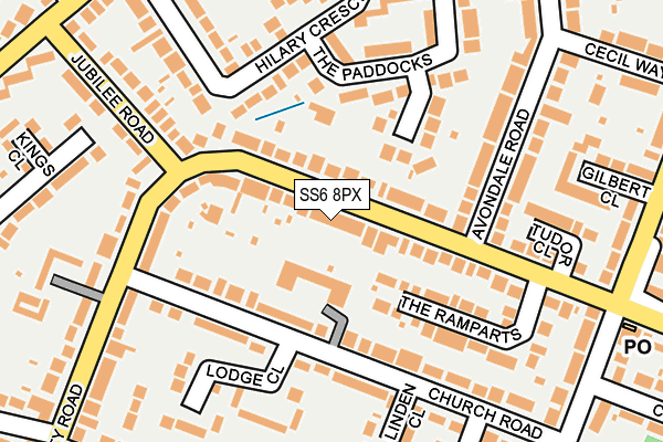 SS6 8PX map - OS OpenMap – Local (Ordnance Survey)