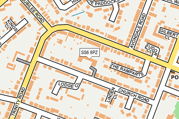 SS6 8PZ map - OS OpenMap – Local (Ordnance Survey)