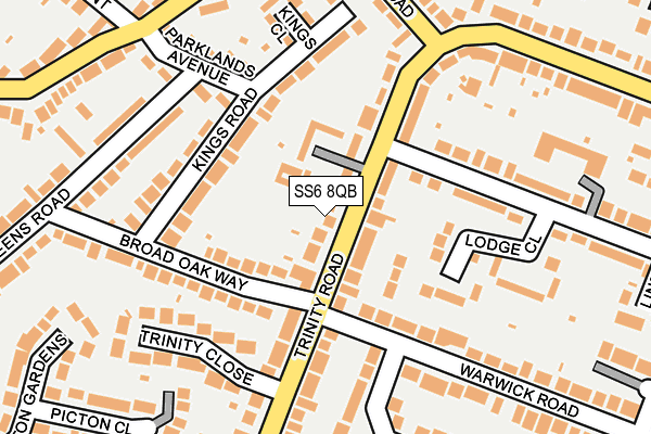 SS6 8QB map - OS OpenMap – Local (Ordnance Survey)