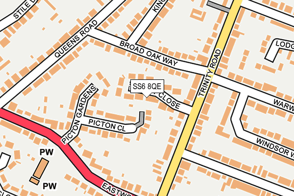 SS6 8QE map - OS OpenMap – Local (Ordnance Survey)