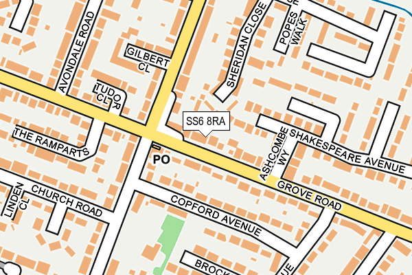 SS6 8RA map - OS OpenMap – Local (Ordnance Survey)