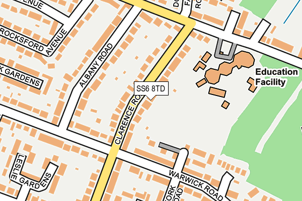 SS6 8TD map - OS OpenMap – Local (Ordnance Survey)