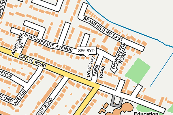 SS6 8YD map - OS OpenMap – Local (Ordnance Survey)