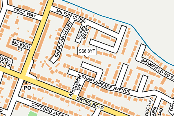 SS6 8YF map - OS OpenMap – Local (Ordnance Survey)