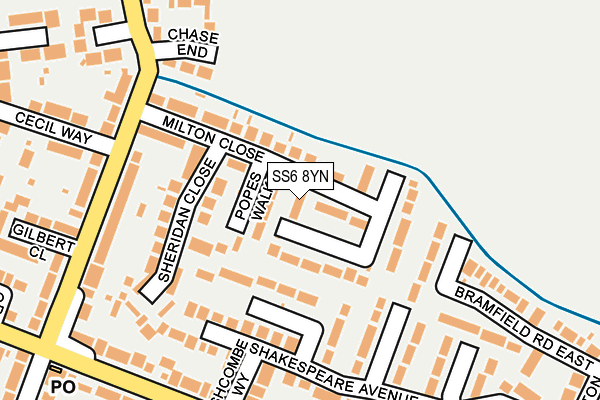 SS6 8YN map - OS OpenMap – Local (Ordnance Survey)