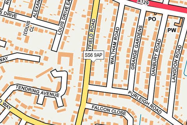 SS6 9AP map - OS OpenMap – Local (Ordnance Survey)