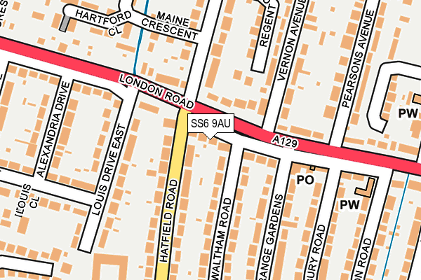SS6 9AU map - OS OpenMap – Local (Ordnance Survey)