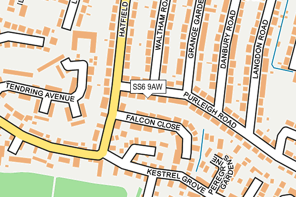 SS6 9AW map - OS OpenMap – Local (Ordnance Survey)