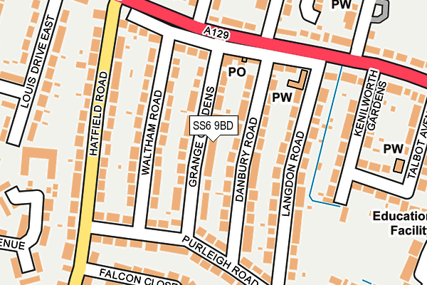 SS6 9BD map - OS OpenMap – Local (Ordnance Survey)