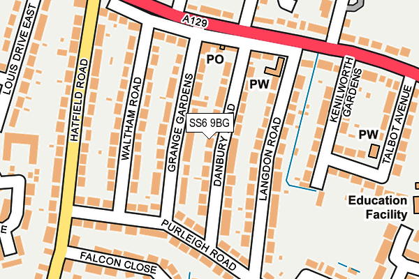 SS6 9BG map - OS OpenMap – Local (Ordnance Survey)