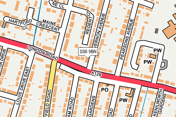 SS6 9BN map - OS OpenMap – Local (Ordnance Survey)