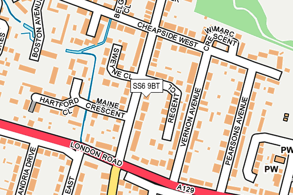 SS6 9BT map - OS OpenMap – Local (Ordnance Survey)