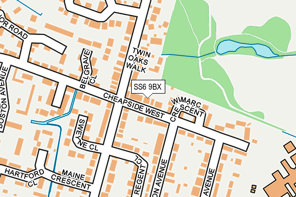 SS6 9BX map - OS OpenMap – Local (Ordnance Survey)