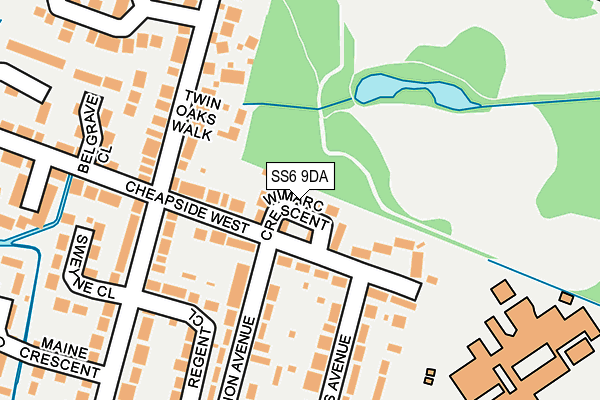 SS6 9DA map - OS OpenMap – Local (Ordnance Survey)