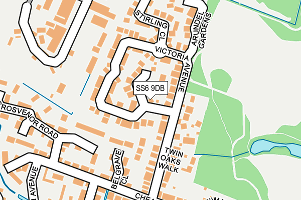 SS6 9DB map - OS OpenMap – Local (Ordnance Survey)