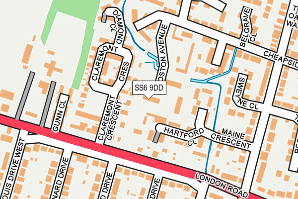 SS6 9DD map - OS OpenMap – Local (Ordnance Survey)