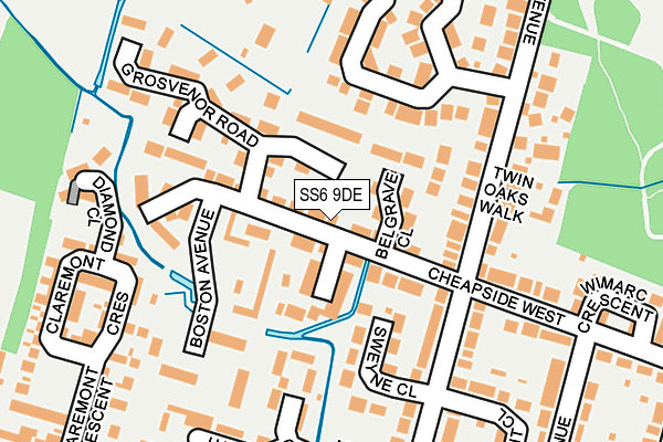 SS6 9DE map - OS OpenMap – Local (Ordnance Survey)