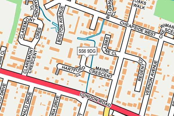 SS6 9DG map - OS OpenMap – Local (Ordnance Survey)