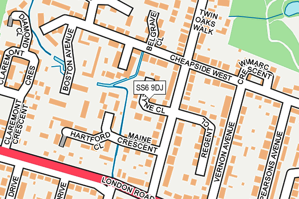 SS6 9DJ map - OS OpenMap – Local (Ordnance Survey)