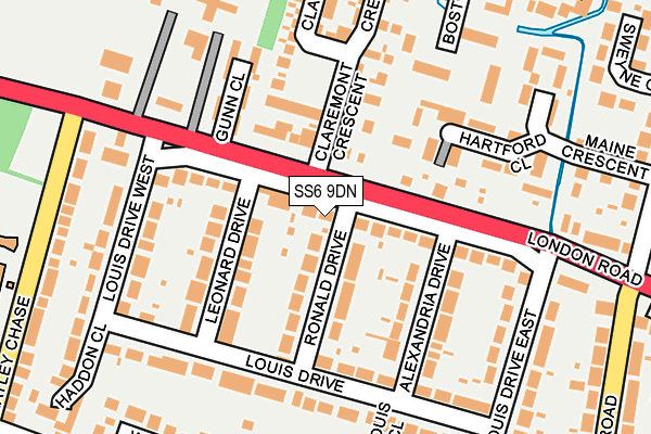 SS6 9DN map - OS OpenMap – Local (Ordnance Survey)