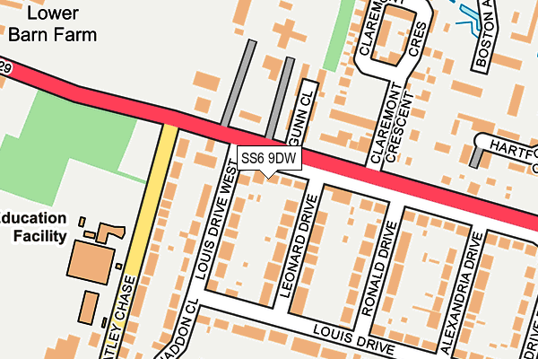 SS6 9DW map - OS OpenMap – Local (Ordnance Survey)