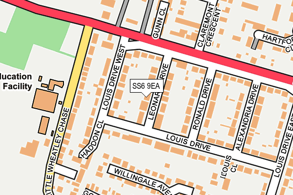 SS6 9EA map - OS OpenMap – Local (Ordnance Survey)