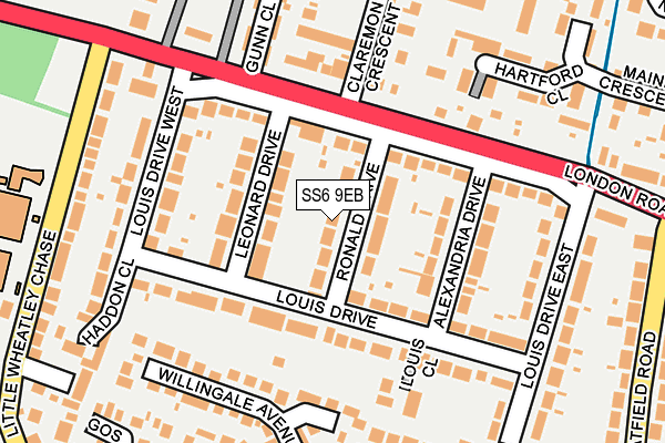 SS6 9EB map - OS OpenMap – Local (Ordnance Survey)