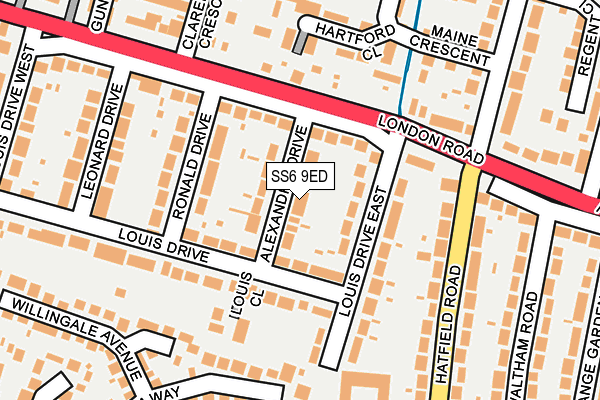 SS6 9ED map - OS OpenMap – Local (Ordnance Survey)