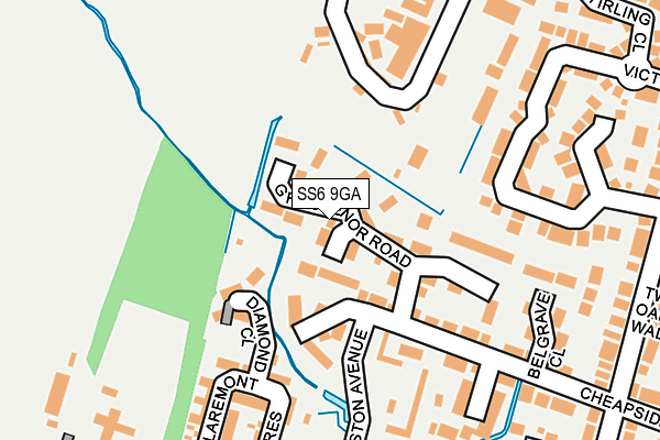 SS6 9GA map - OS OpenMap – Local (Ordnance Survey)