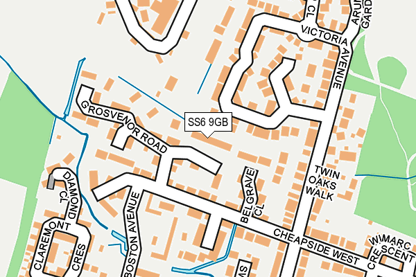 SS6 9GB map - OS OpenMap – Local (Ordnance Survey)