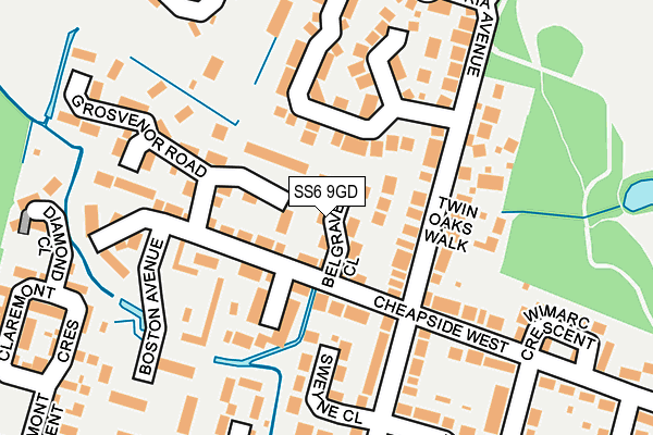 SS6 9GD map - OS OpenMap – Local (Ordnance Survey)