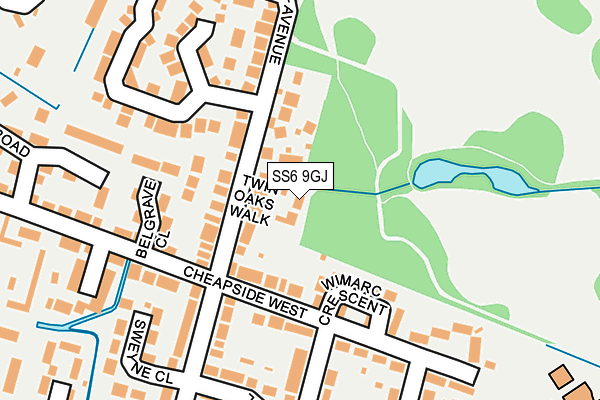 SS6 9GJ map - OS OpenMap – Local (Ordnance Survey)