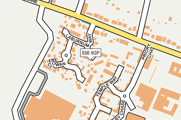 SS6 9GP map - OS OpenMap – Local (Ordnance Survey)