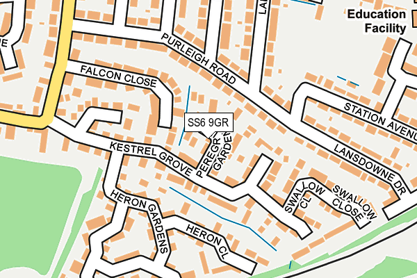 SS6 9GR map - OS OpenMap – Local (Ordnance Survey)