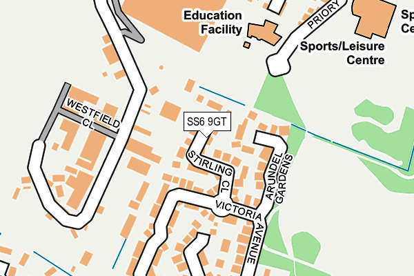 SS6 9GT map - OS OpenMap – Local (Ordnance Survey)