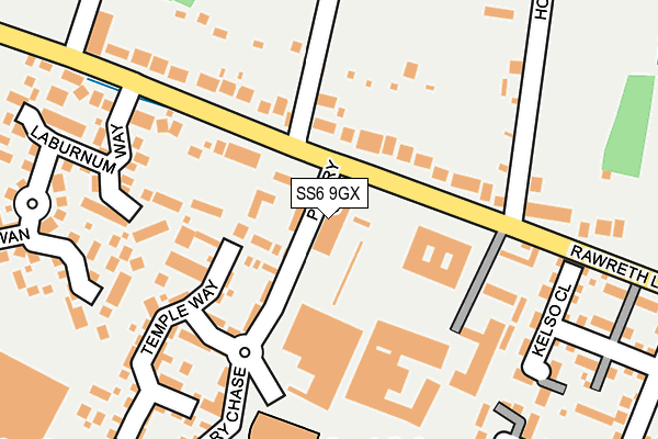 SS6 9GX map - OS OpenMap – Local (Ordnance Survey)