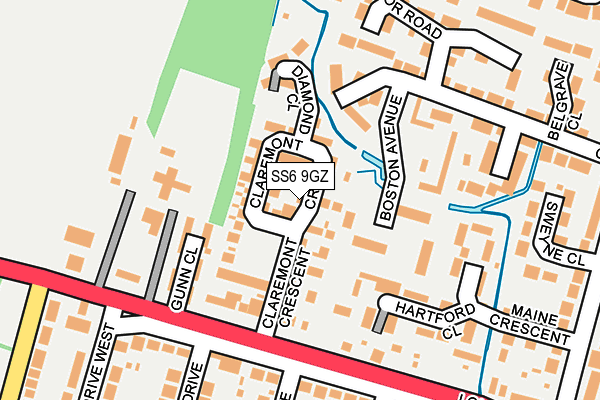 SS6 9GZ map - OS OpenMap – Local (Ordnance Survey)