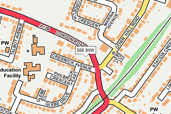 SS6 9HW map - OS OpenMap – Local (Ordnance Survey)