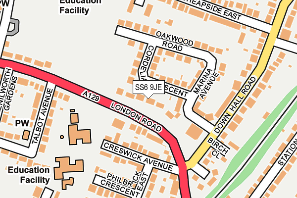 SS6 9JE map - OS OpenMap – Local (Ordnance Survey)