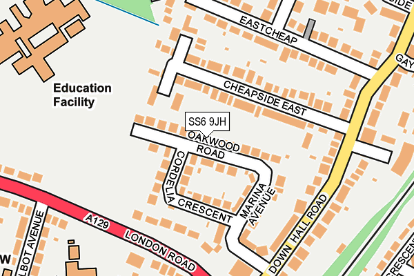 SS6 9JH map - OS OpenMap – Local (Ordnance Survey)