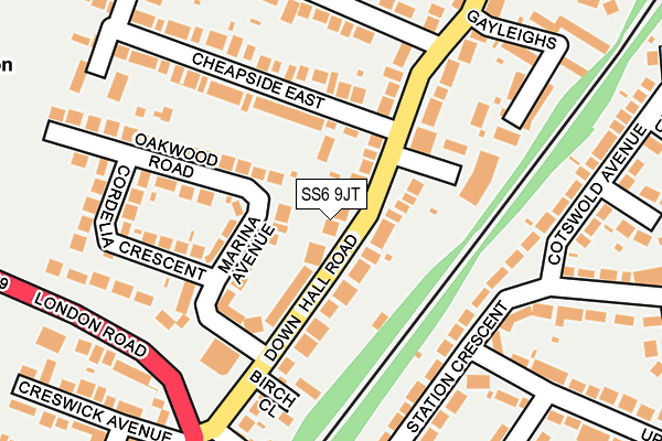 SS6 9JT map - OS OpenMap – Local (Ordnance Survey)