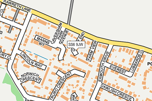 SS6 9JW map - OS OpenMap – Local (Ordnance Survey)