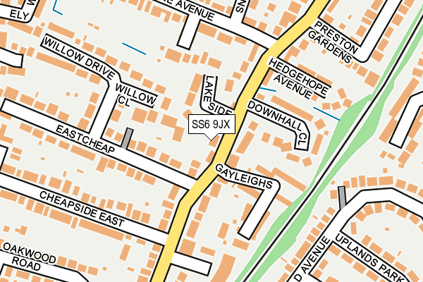 SS6 9JX map - OS OpenMap – Local (Ordnance Survey)