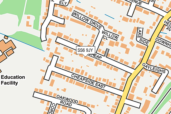 SS6 9JY map - OS OpenMap – Local (Ordnance Survey)