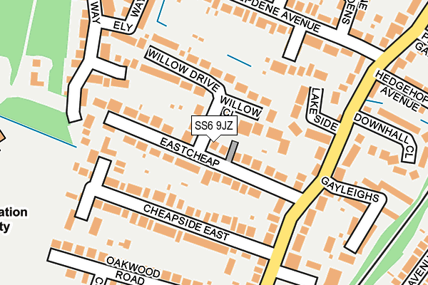 SS6 9JZ map - OS OpenMap – Local (Ordnance Survey)