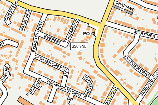 SS6 9NL map - OS OpenMap – Local (Ordnance Survey)