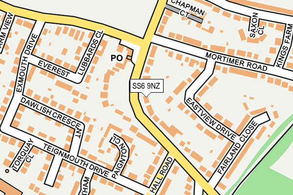SS6 9NZ map - OS OpenMap – Local (Ordnance Survey)